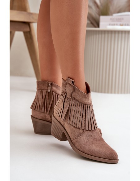 Women's Cowboy Boots With Zip Eco Suede Brown S.Barski HY42-127