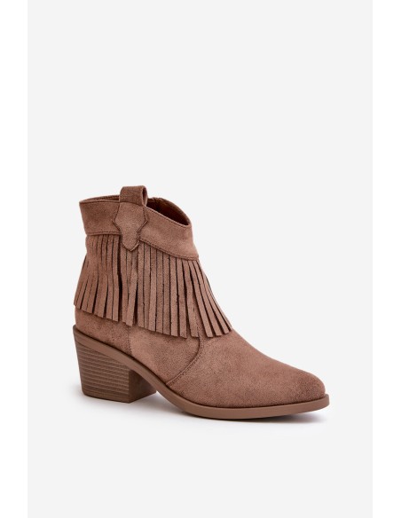 Women's Cowboy Boots With Zip Eco Suede Brown S.Barski HY42-127