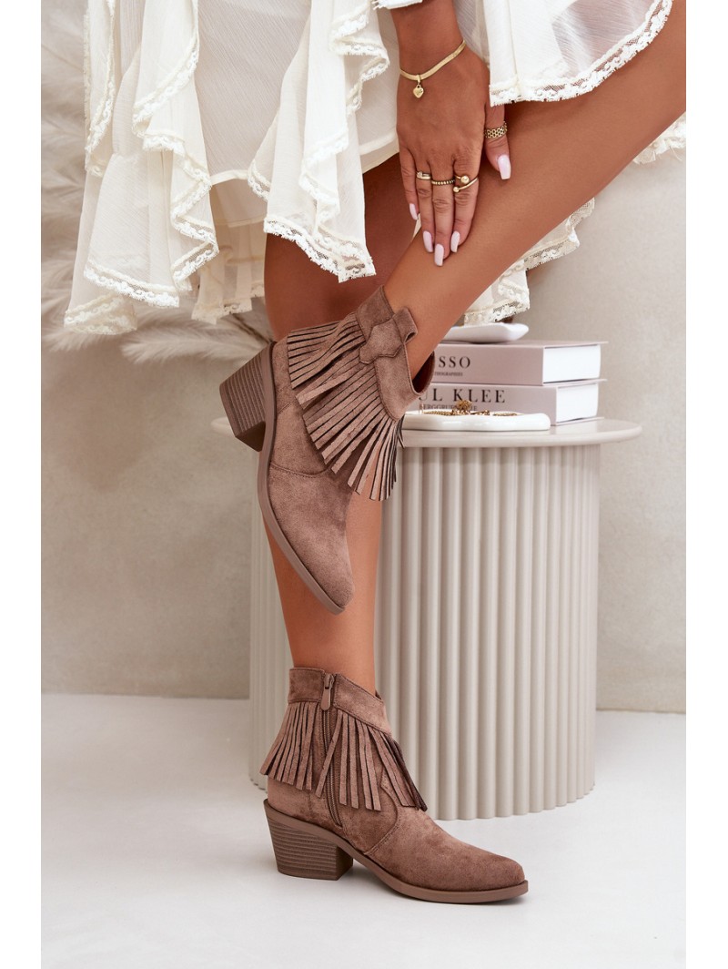 Women's Cowboy Boots With Zip Eco Suede Brown S.Barski HY42-127