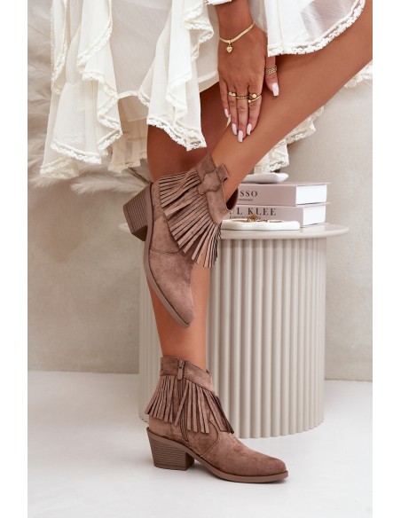 Women's Cowboy Boots With Zip Eco Suede Brown S.Barski HY42-127