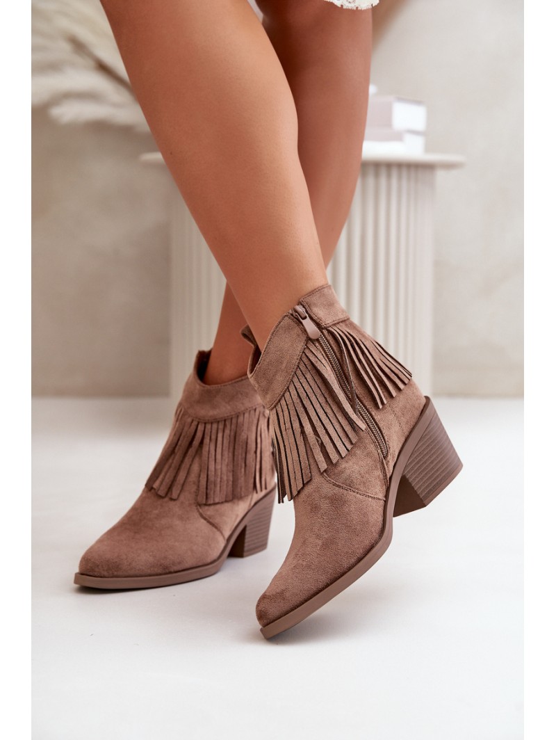 Women's Cowboy Boots With Zip Eco Suede Brown S.Barski HY42-127