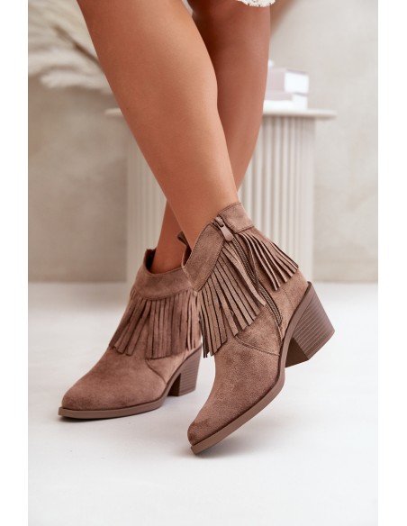 Women's Cowboy Boots With Zip Eco Suede Brown S.Barski HY42-127
