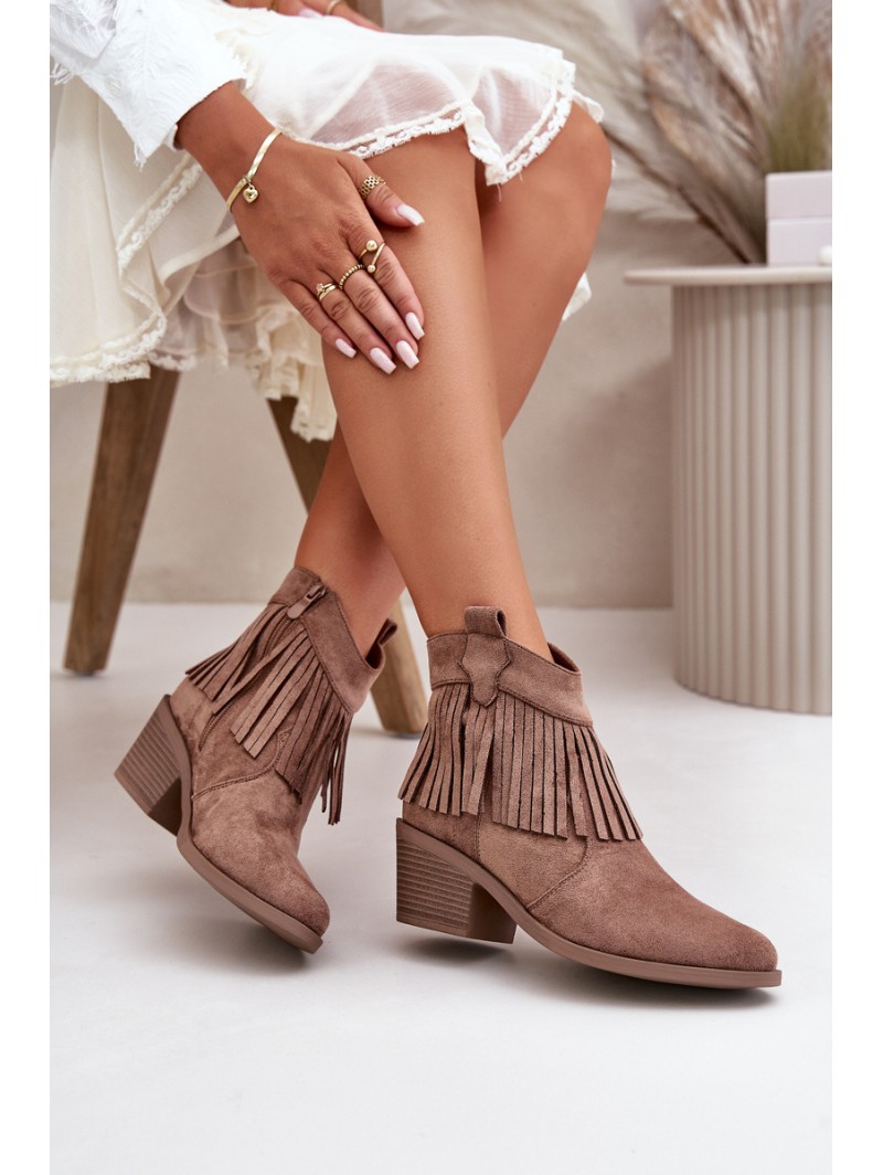 Women's Cowboy Boots With Zip Eco Suede Brown S.Barski HY42-127