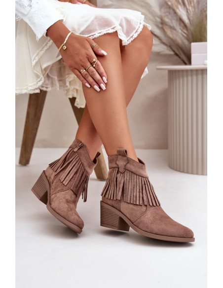 Women's Cowboy Boots With Zip Eco Suede Brown S.Barski HY42-127