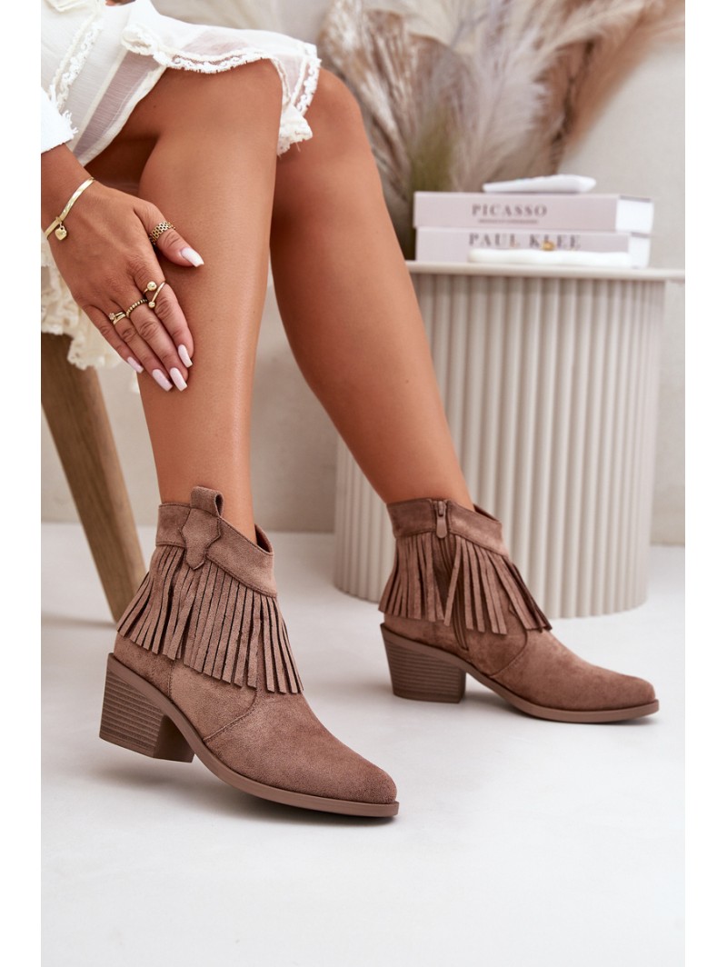 Women's Cowboy Boots With Zip Eco Suede Brown S.Barski HY42-127
