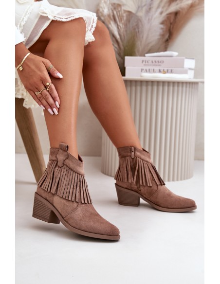 Women's Cowboy Boots With Zip Eco Suede Brown S.Barski HY42-127