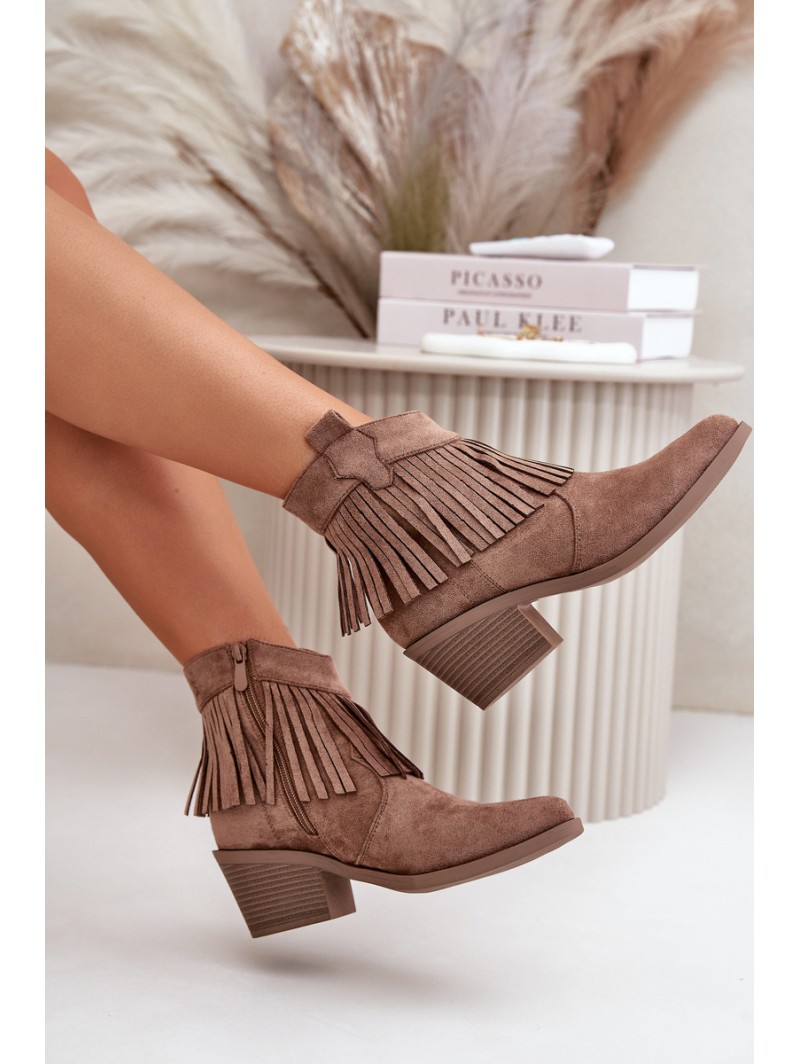 Women's Cowboy Boots With Zip Eco Suede Brown S.Barski HY42-127