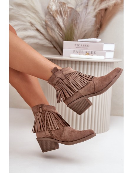 Women's Cowboy Boots With Zip Eco Suede Brown S.Barski HY42-127