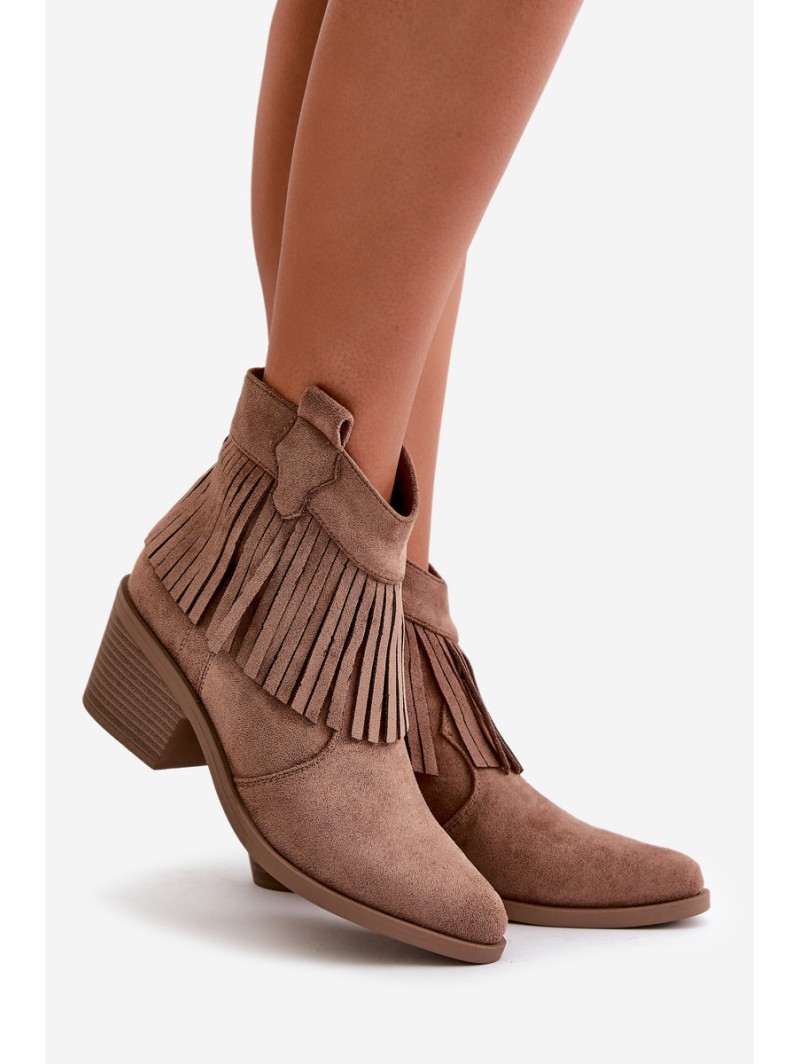 Women's Cowboy Boots With Zip Eco Suede Brown S.Barski HY42-127