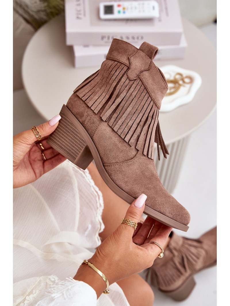 Women's Cowboy Boots With Zip Eco Suede Brown S.Barski HY42-127