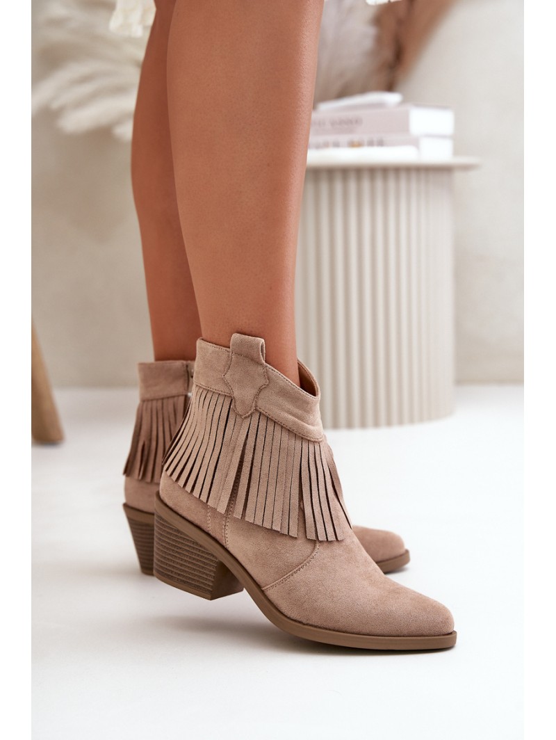 Women s Cowboy Boots With Zipper Eco Suede Beige S.Barski HY42-127