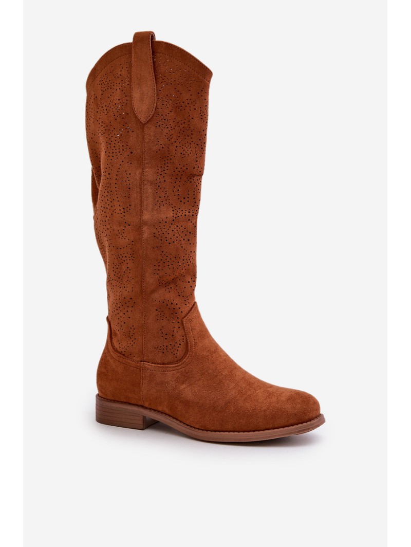 Ladies Perforated Boots Camel S.Barski HY42-132