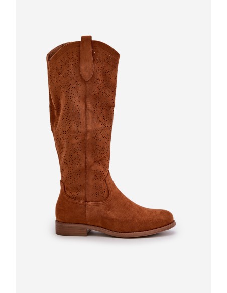Ladies Perforated Boots Camel S.Barski HY42-132