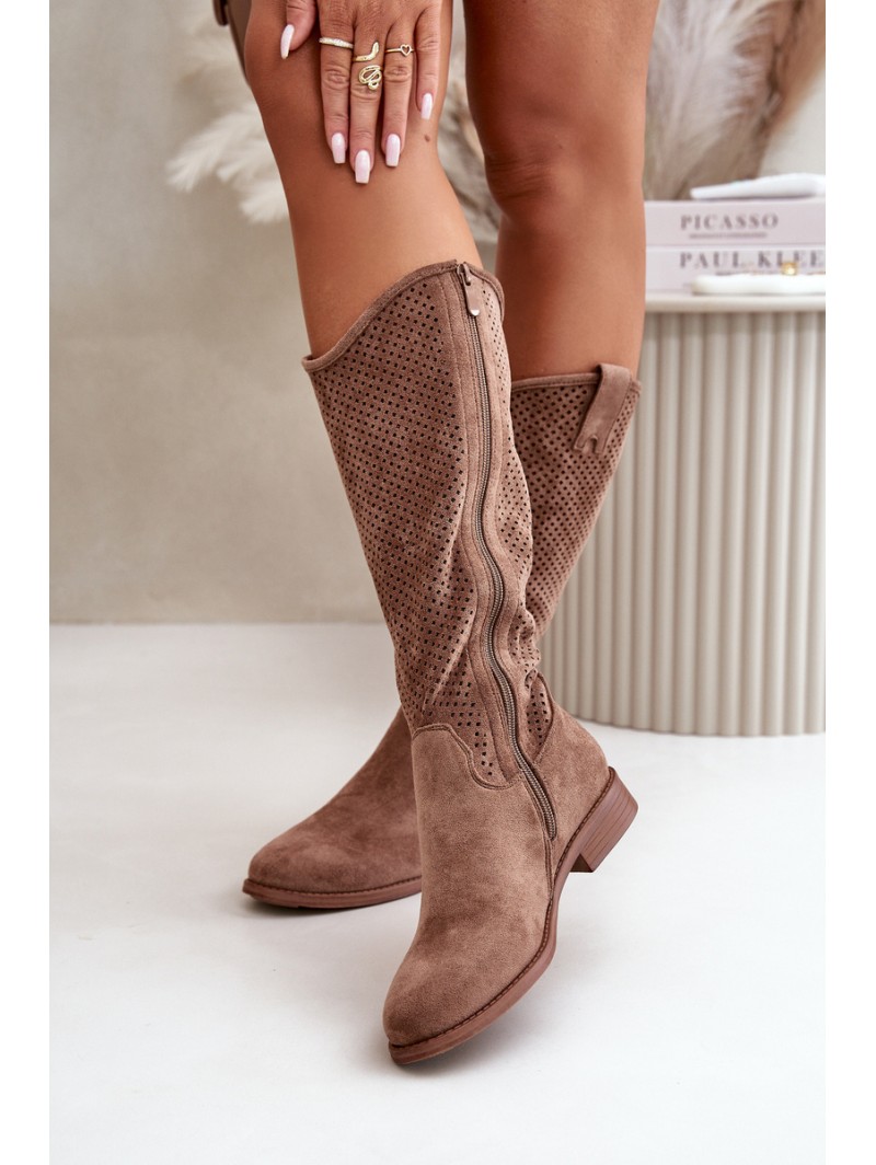 Women's Brown Openwork Boots S.Barski HY42-139