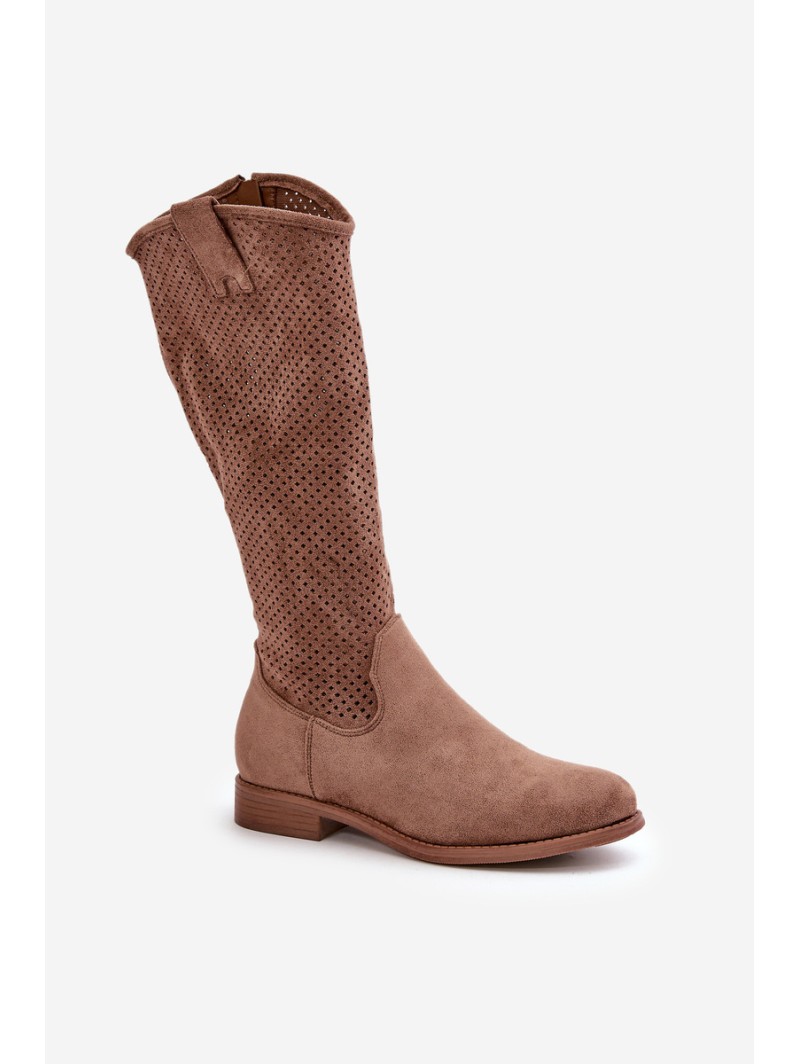 Women's Brown Openwork Boots S.Barski HY42-139