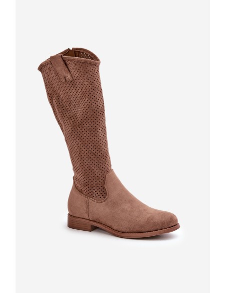 Women's Brown Openwork Boots S.Barski HY42-139
