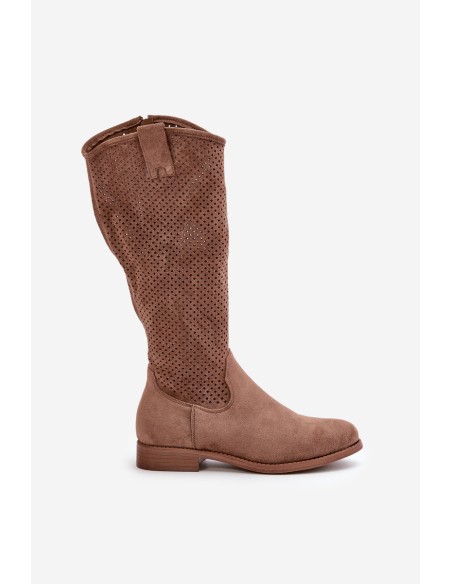 Women's Brown Openwork Boots S.Barski HY42-139
