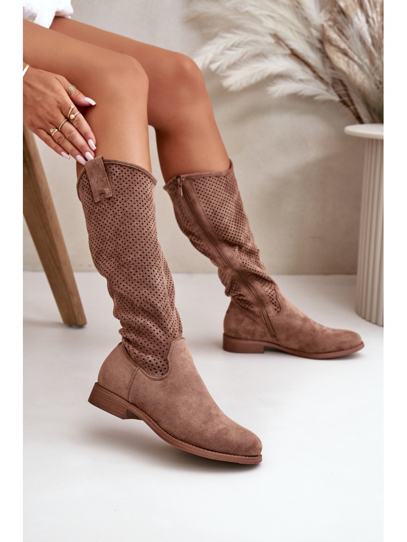 Women's Brown Openwork Boots S.Barski HY42-139