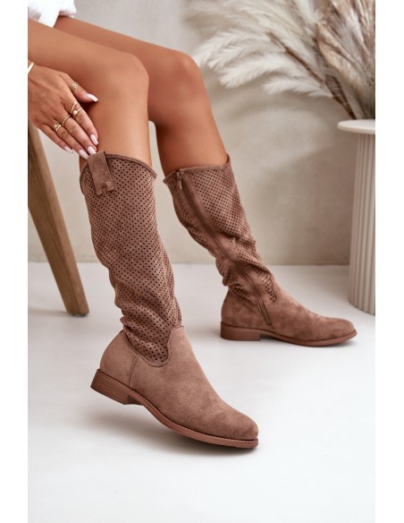 Women's Brown Openwork Boots S.Barski HY42-139