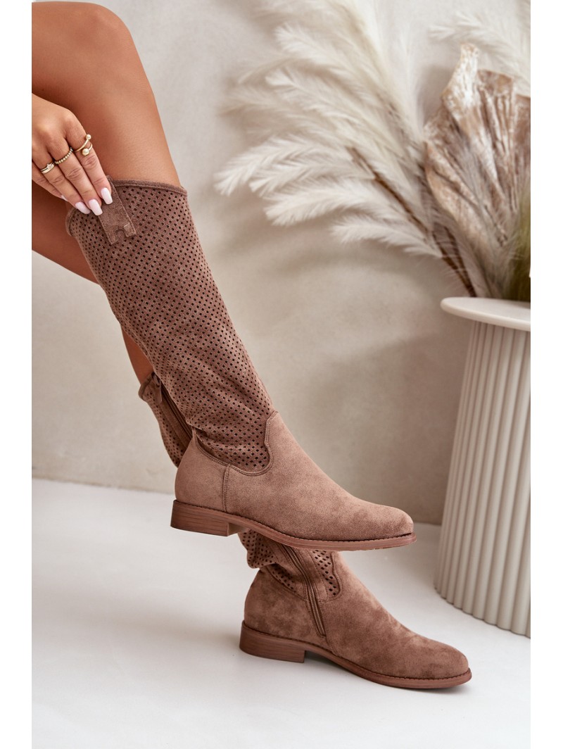 Women's Brown Openwork Boots S.Barski HY42-139