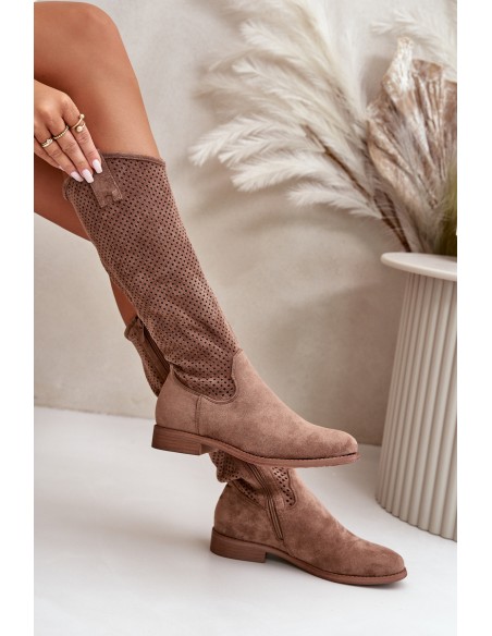 Women's Brown Openwork Boots S.Barski HY42-139
