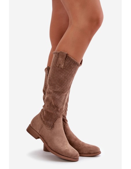 Women's Brown Openwork Boots S.Barski HY42-139
