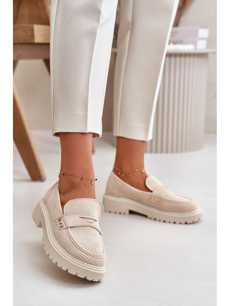 Women's Perforated Loafers Light Beige Tannes