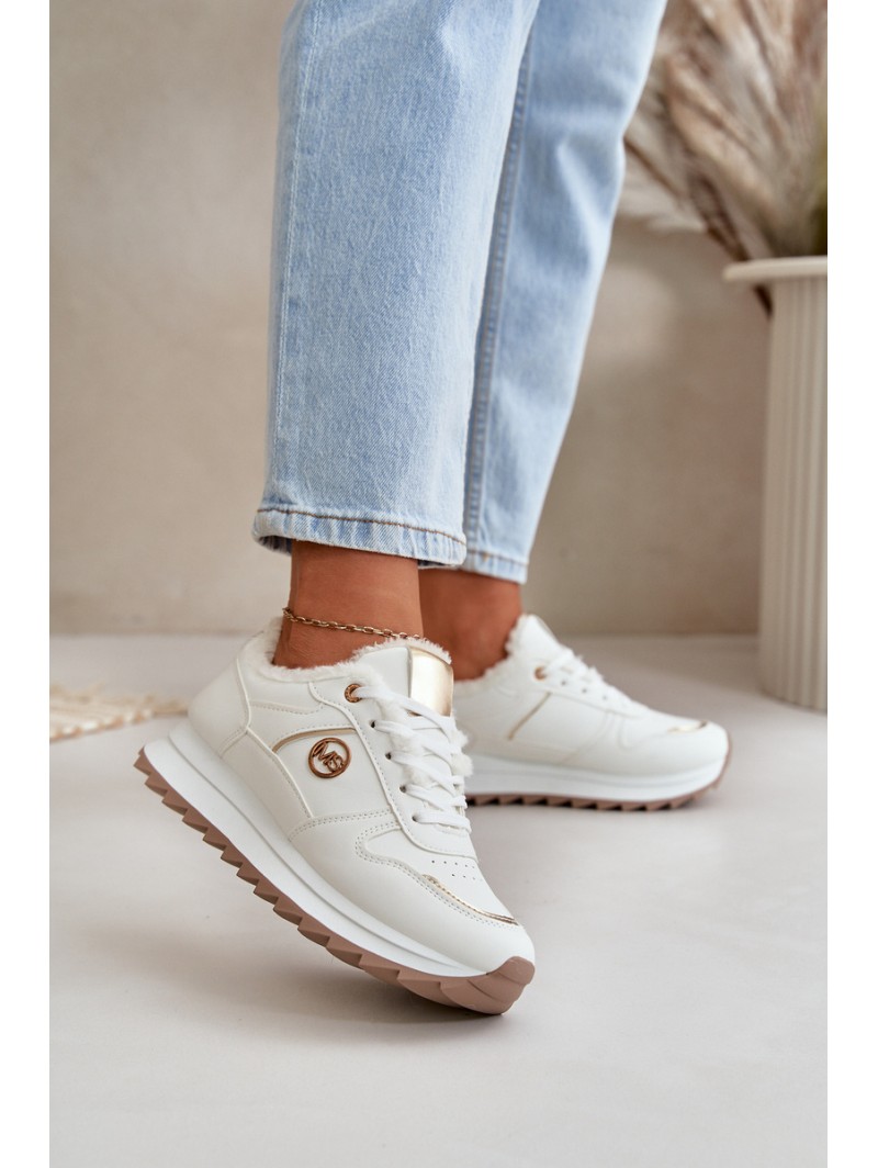 Warm Lined Sports Shoes On Platform White Lerisas