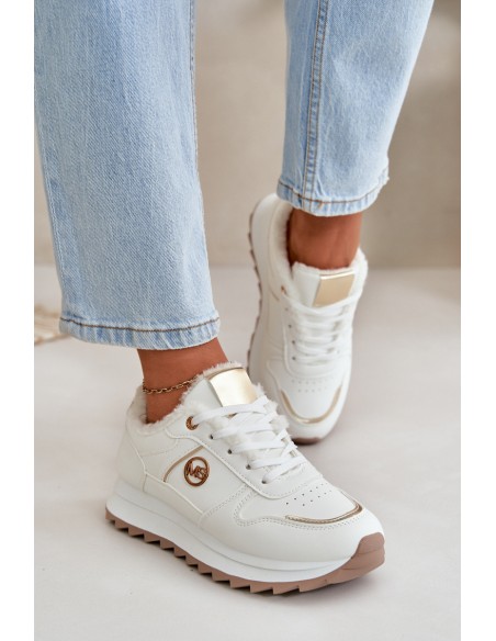 Warm Lined Sports Shoes On Platform White Lerisas