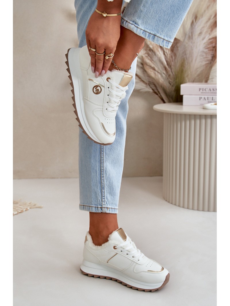 Warm Lined Sports Shoes On Platform White Lerisas
