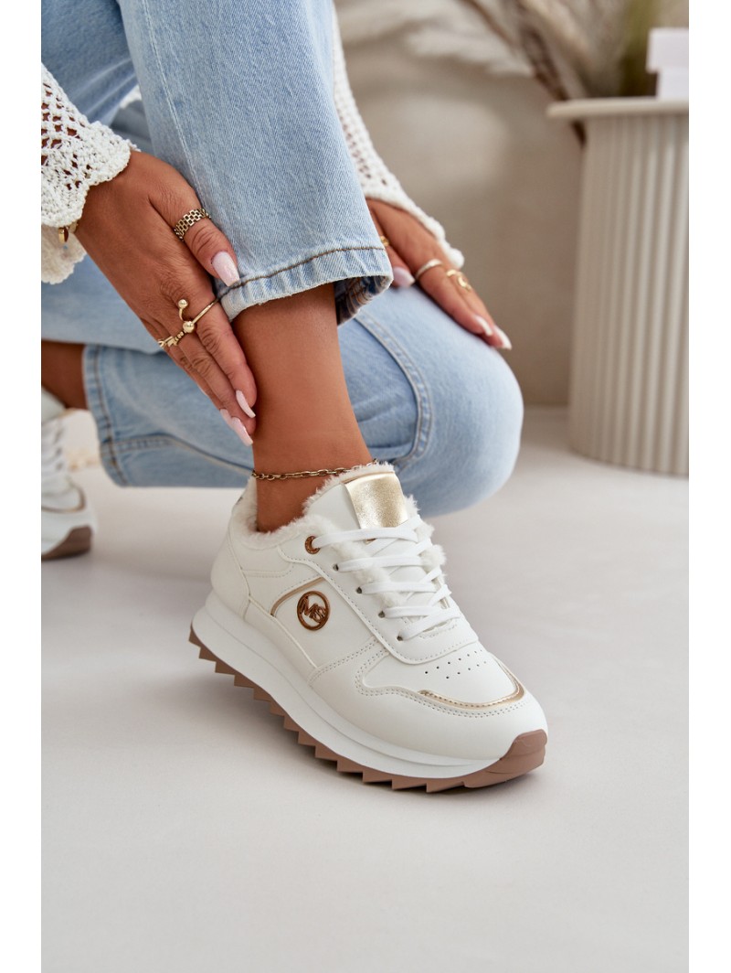 Warm Lined Sports Shoes On Platform White Lerisas