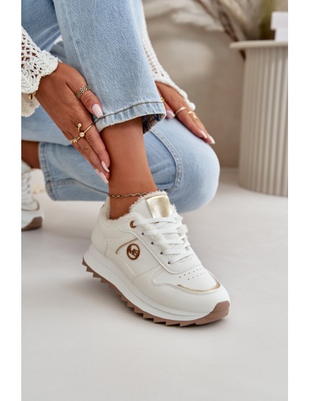 Warm Lined Sports Shoes On Platform White Lerisas