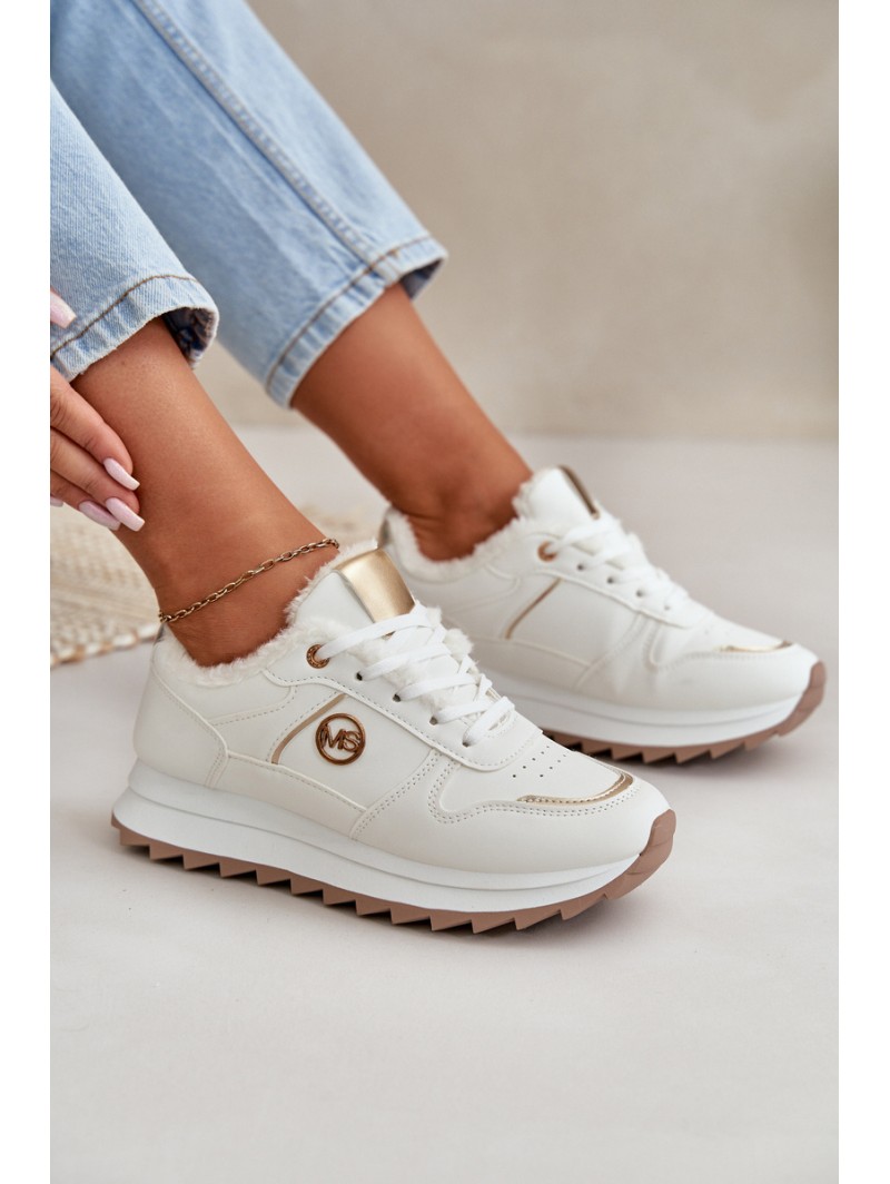Warm Lined Sports Shoes On Platform White Lerisas