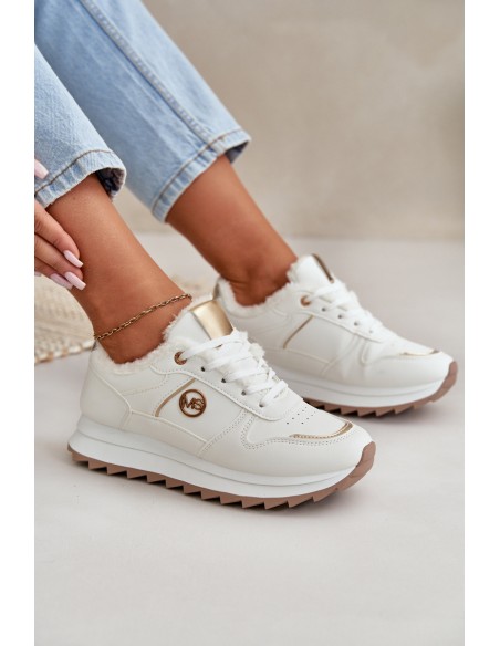 Warm Lined Sports Shoes On Platform White Lerisas