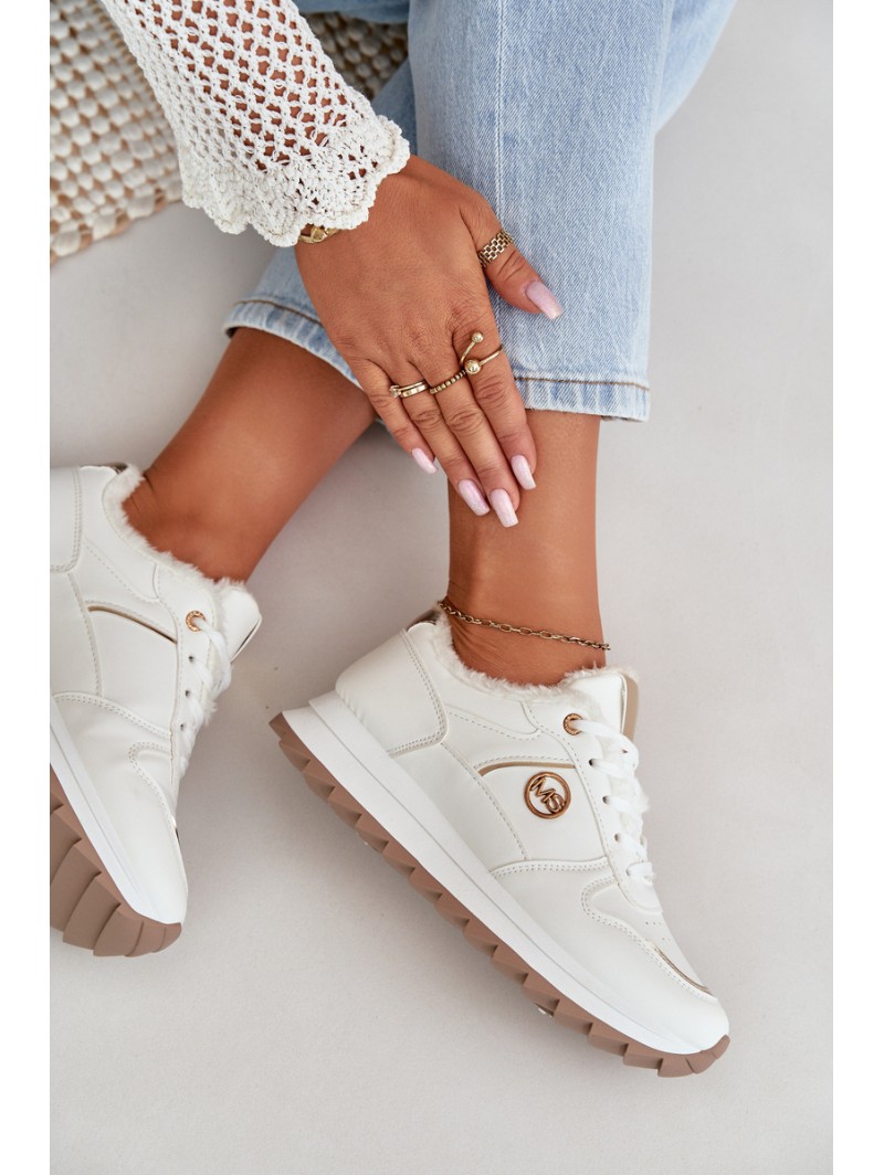 Warm Lined Sports Shoes On Platform White Lerisas