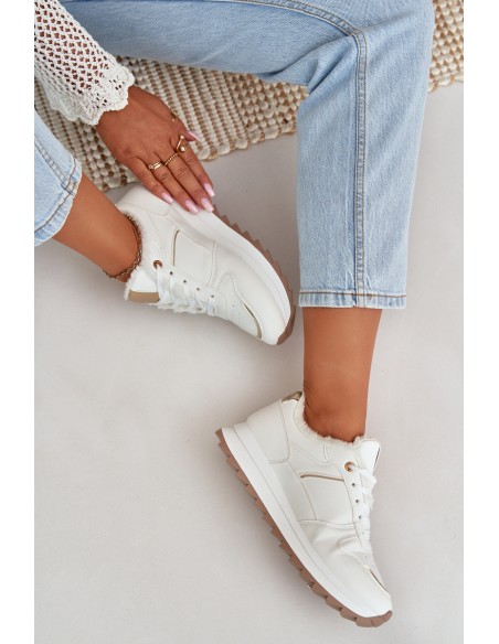 Warm Lined Sports Shoes On Platform White Lerisas
