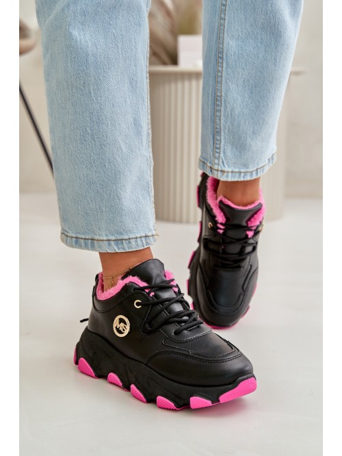 Warm Women's Sports Shoes Lace-up Platform Black Bialoa 2