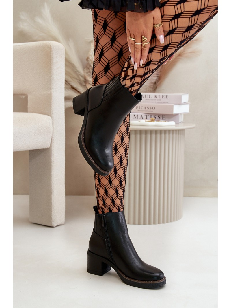 Insulated Women's Heeled Boots Eco Leather Black Irittes