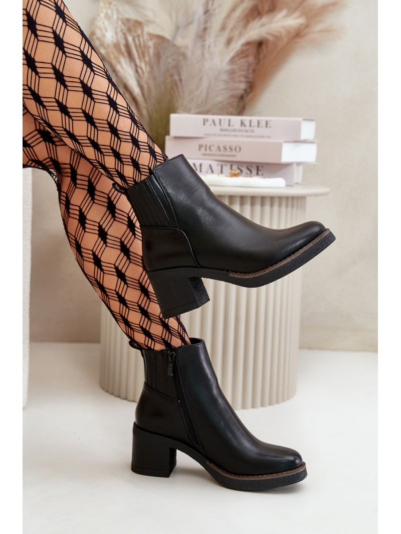 Insulated Women's Heeled Boots Eco Leather Black Irittes