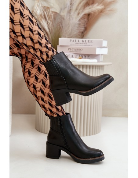 Insulated Women's Heeled Boots Eco Leather Black Irittes