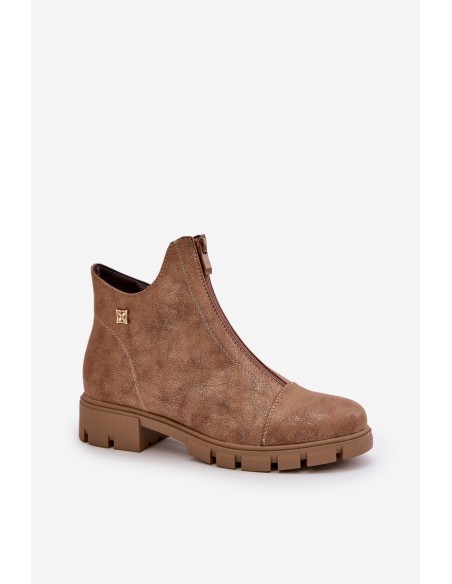 Insulated Women's Boots With Distress Eco Leather Brown-Gold Verietta