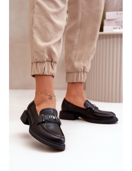 Elegant Women's Moccasins Made Of Natural Leather Black Vinceza 91114