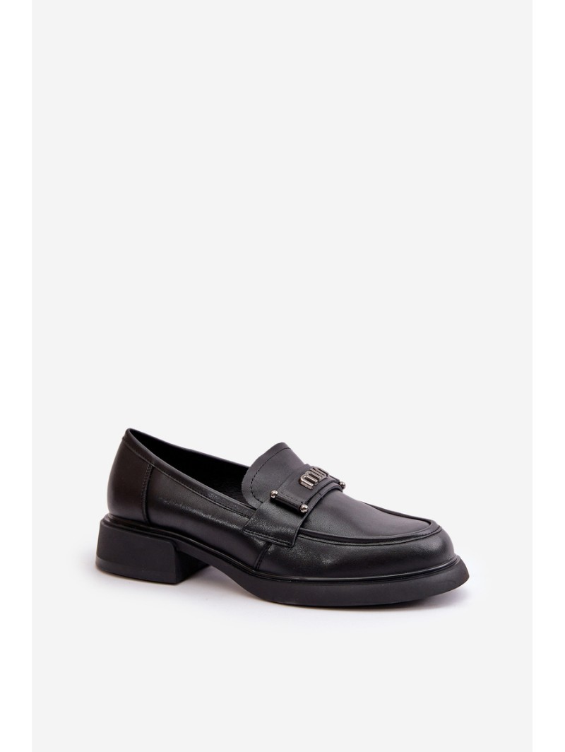 Elegant Women's Moccasins Made Of Natural Leather Black Vinceza 91114