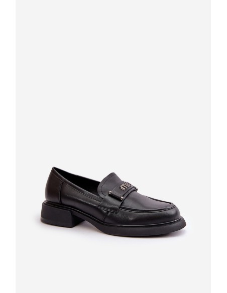 Elegant Women's Moccasins Made Of Natural Leather Black Vinceza 91114