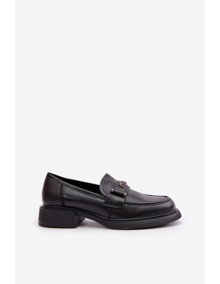 Elegant Women's Moccasins Made Of Natural Leather Black Vinceza 91114