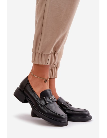Elegant Women's Moccasins Made Of Natural Leather Black Vinceza 91114
