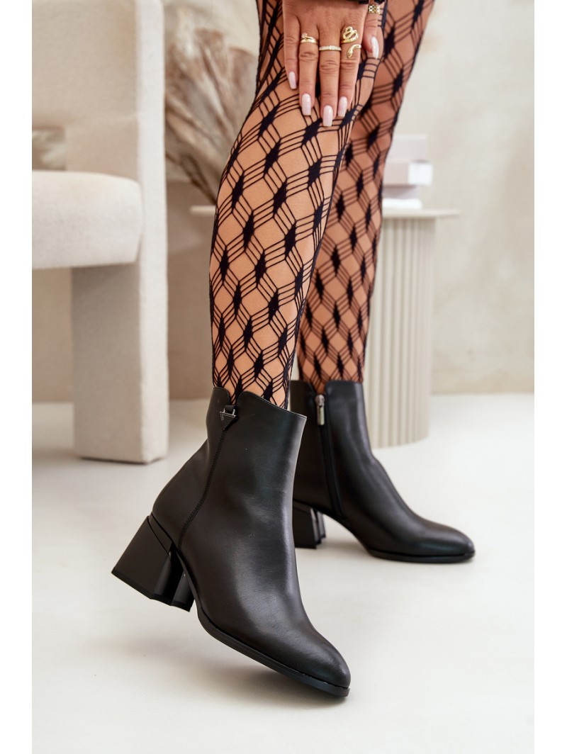 Elegant Warm Women Boots Made Of Natural Leather Black Vinceza 77106