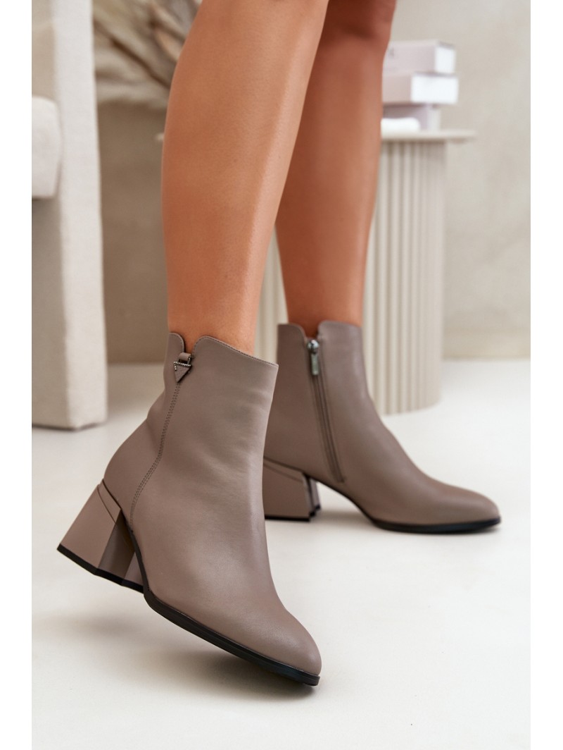 Elegant Warm Ladies Boots Made Of Natural Leather Beige Vinceza 77106