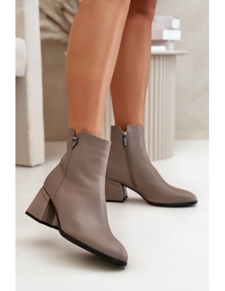 Elegant Warm Ladies Boots Made Of Natural Leather Beige Vinceza 77106