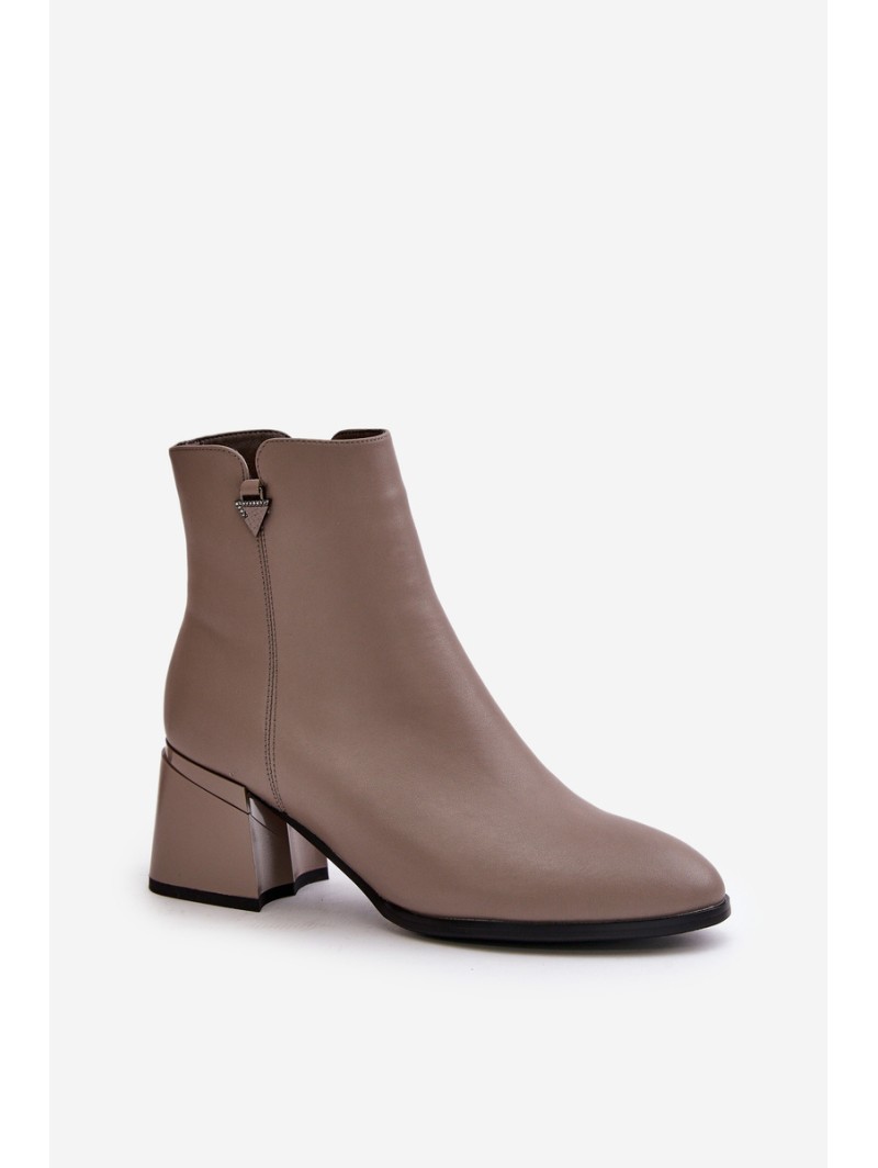 Elegant Warm Ladies Boots Made Of Natural Leather Beige Vinceza 77106